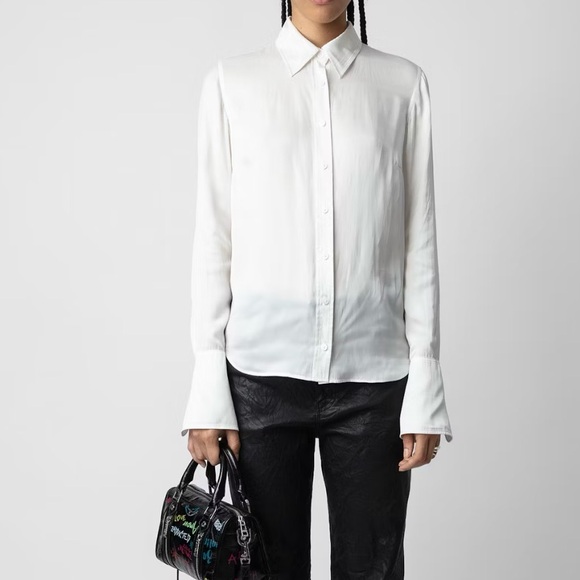 Zadig & Voltaire Tasko Satin shirt white size S - Picture 4 of 11